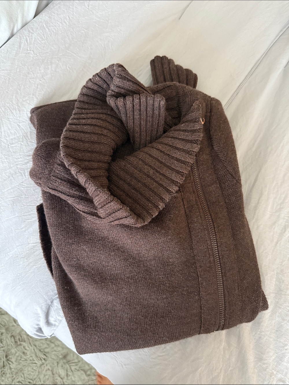 Athleta Chill Factor Asymmetrical Wool Blend Sweater Jacket in Frosted M…